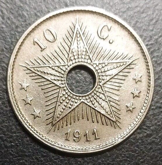 Read more about the article 1911 BELGIAN CONGO 10 CENTIMES OLD CLEANED COIN COLONIAL COINAGE STAR KM 18