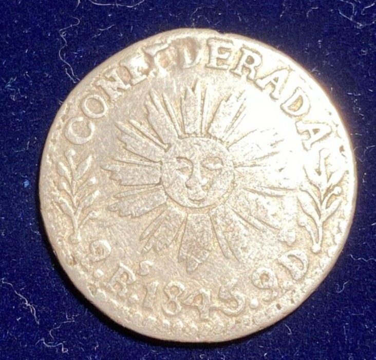 Read more about the article Rare Argentina 1845 CJ Silver 2 Reales Cordoba ‘Sun Face’ Scarce Issue  VF-XF