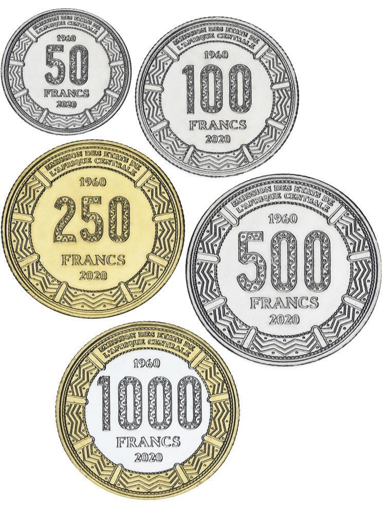 Read more about the article Gabon set of 5 coins 2020 UnC 50  100  250  500  1000 francs