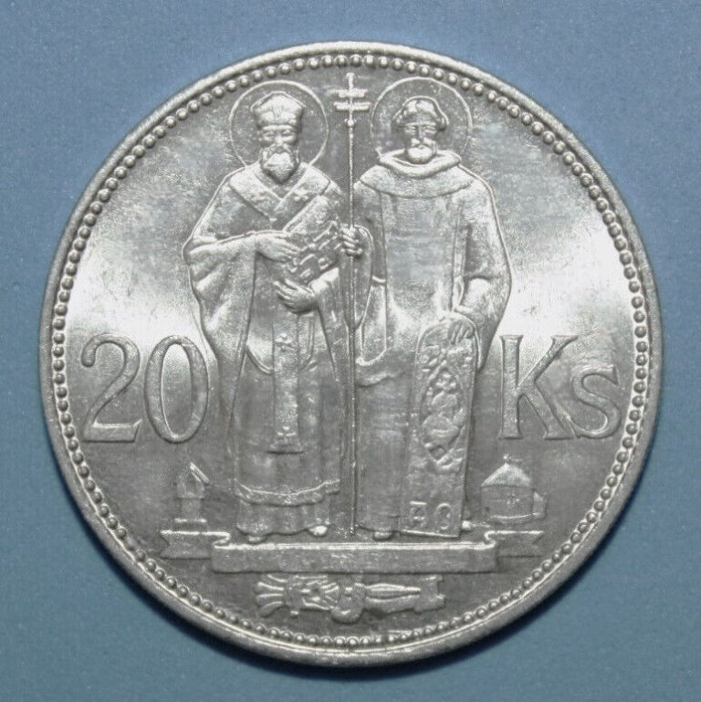 Read more about the article S12 – Slovakia 20 Kr 1941 Brilliant Uncirculated Silver Coin – Cyril and Methodius