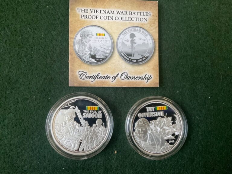 Read more about the article Pair of silver plated Vietnam era coins   proof finish – T4