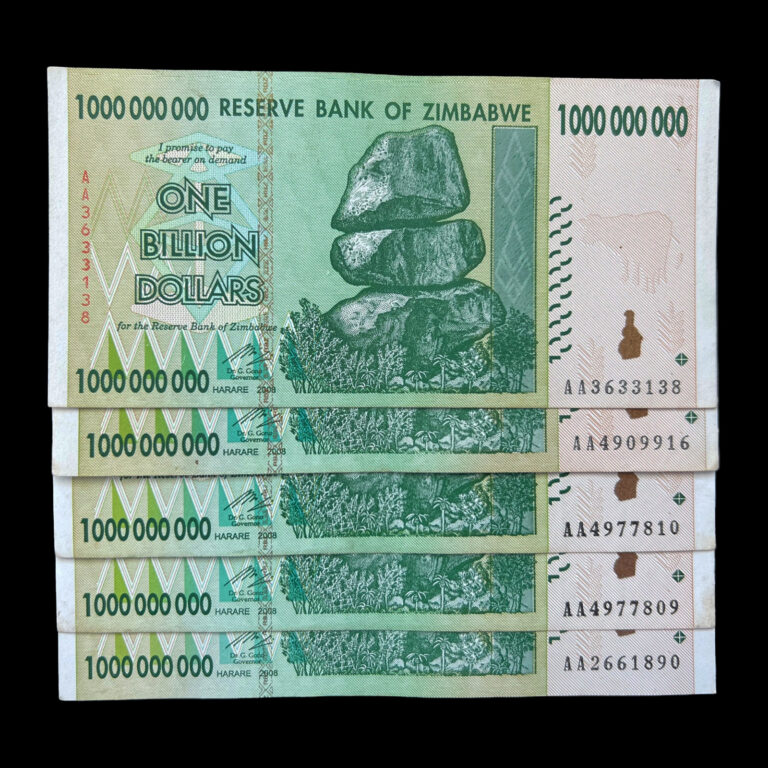 Read more about the article 5x Zimbabwe 1 Billion Dollar Bill Banknote Paper Money Currency -Pre Trillion