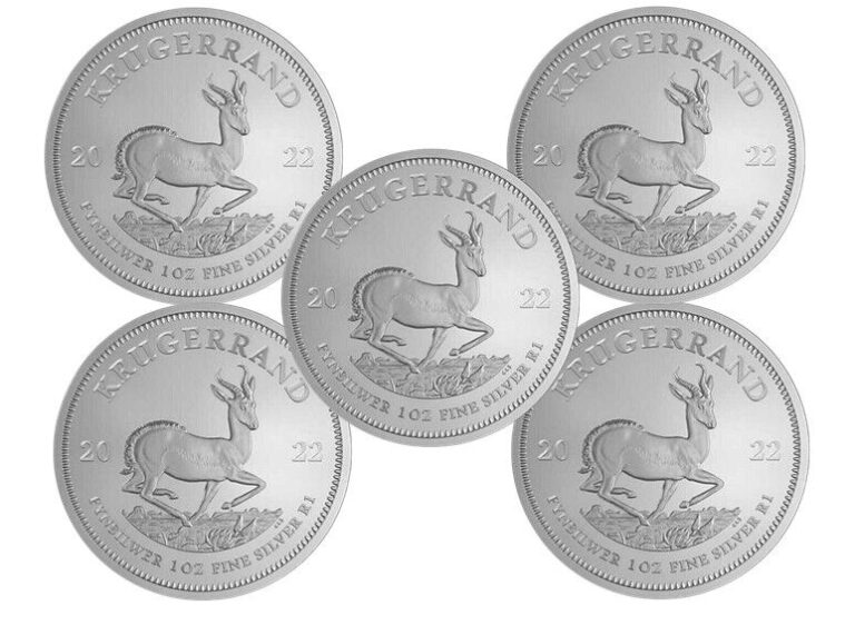 Read more about the article Lot of 5-2022 South Africa Silver Krugerrand BU – See Photos