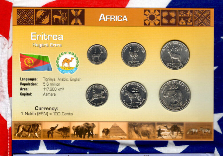 Read more about the article Littleton World Coin Set Eritrea UNC 1 5 10 25 50 100 Cents 1991