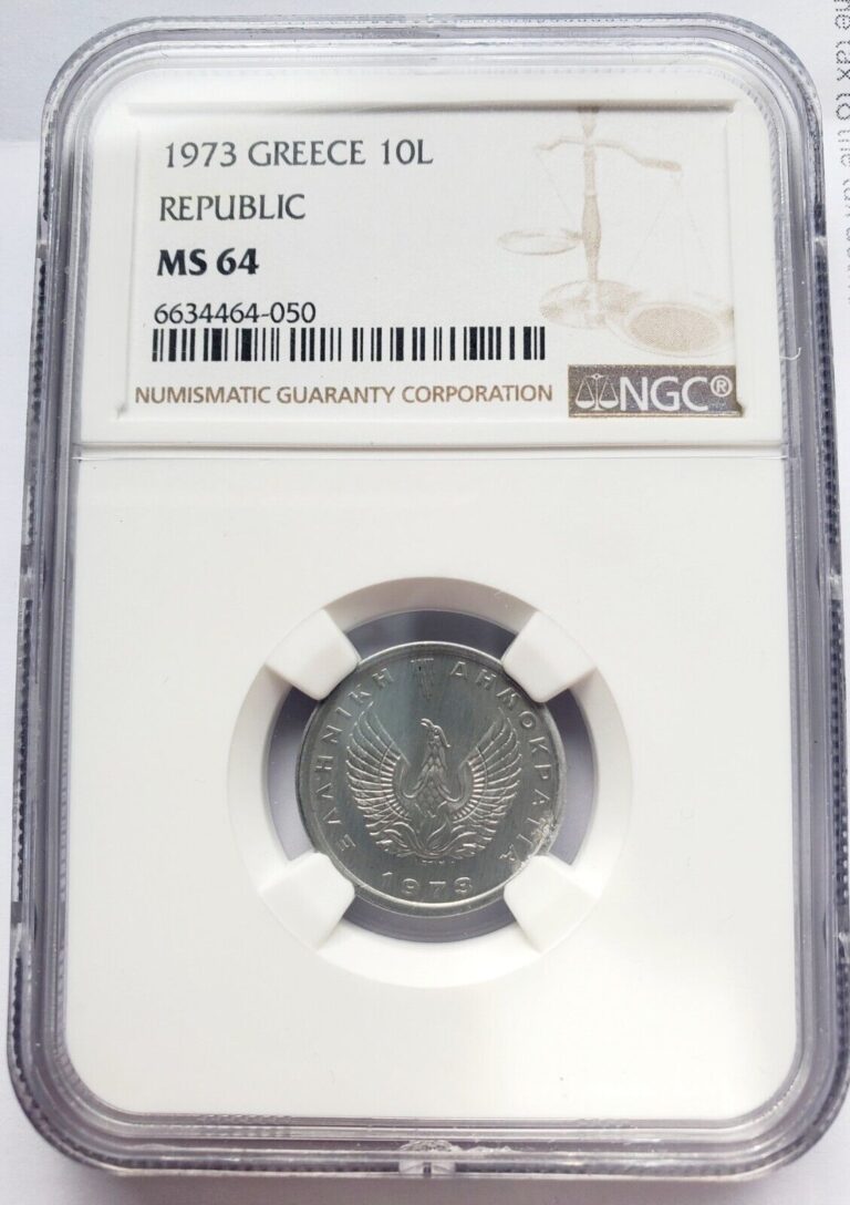 Read more about the article Greece Aluminum 1973 10 Lepta NGC MS64.