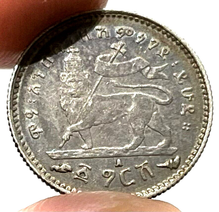 Read more about the article 1899 Silver Ethiopia Gersh Lion of Judah Rastafarian Circulated Coin Paris Mint