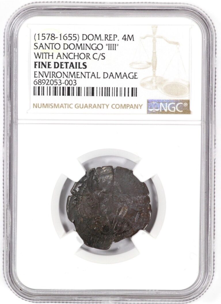 Read more about the article NGC F Det. (1578-1655) Dominican Republic Santo Domingo Anchor C/S 4 Maravedis