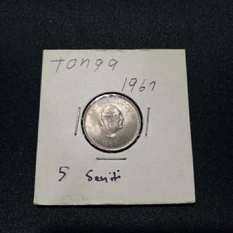 Read more about the article 1967 TONGA 5 SENITI COIN – UNC – Taufa’ahau Tupou IV – Salote Tupou – KM# 6