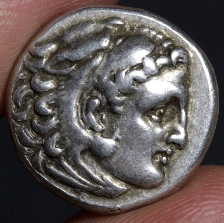 Read more about the article Alexander the Great Drachm Ancient Greek Silver Coin 323BC Ch VF Zeus Hercules