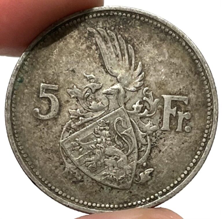 Read more about the article 1929 Silver Luxembourg 5 Francs Charlotte .625 Fine Coin Km# 38