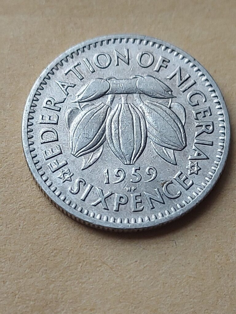 Read more about the article 1959 Federation Of Nigeria Queen Elizabeth II Sixpence 6p 6d Rare Coin