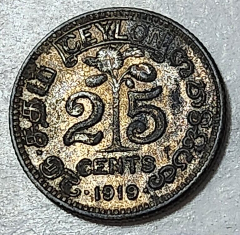 Read more about the article CEYLON (SRI LANKA) 🇱🇰 25 CENTS COIN 1919 B (.550 SILVER / 2.9160g)