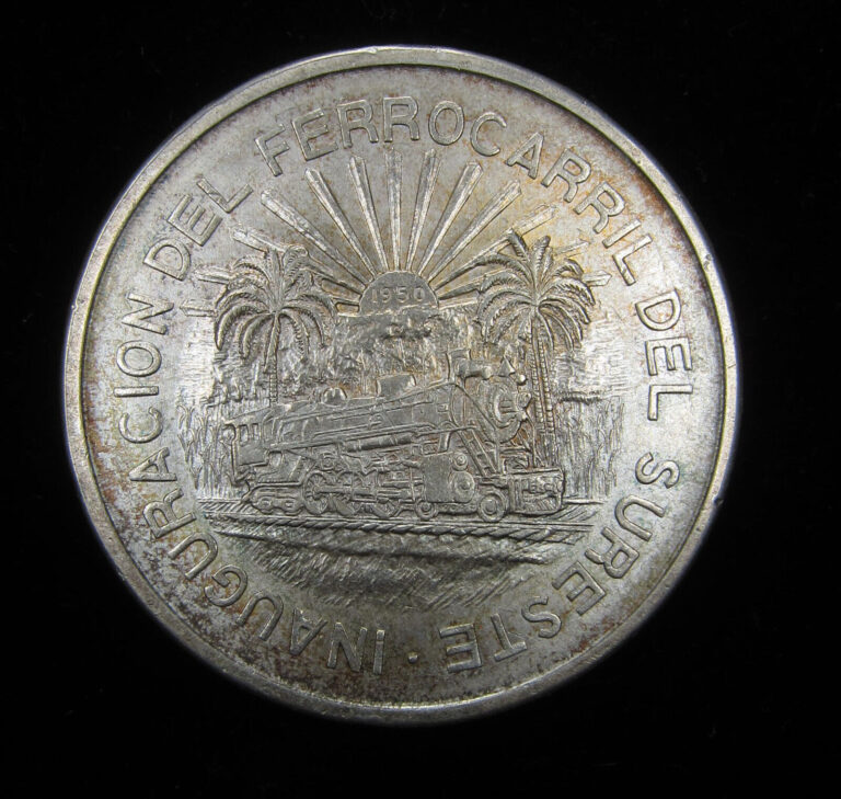 Read more about the article Mexico 1950 Silver 5 Pesos Mexican Railroad KM#466  Original