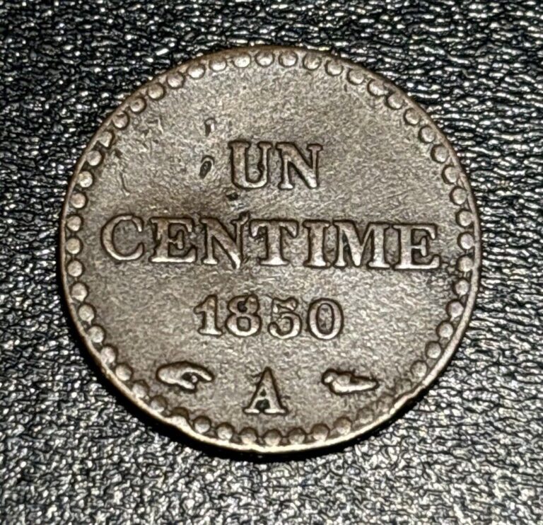 Read more about the article 1850 France  Second Republic AE 1 Un Centime Dupre Paris Mint Coin