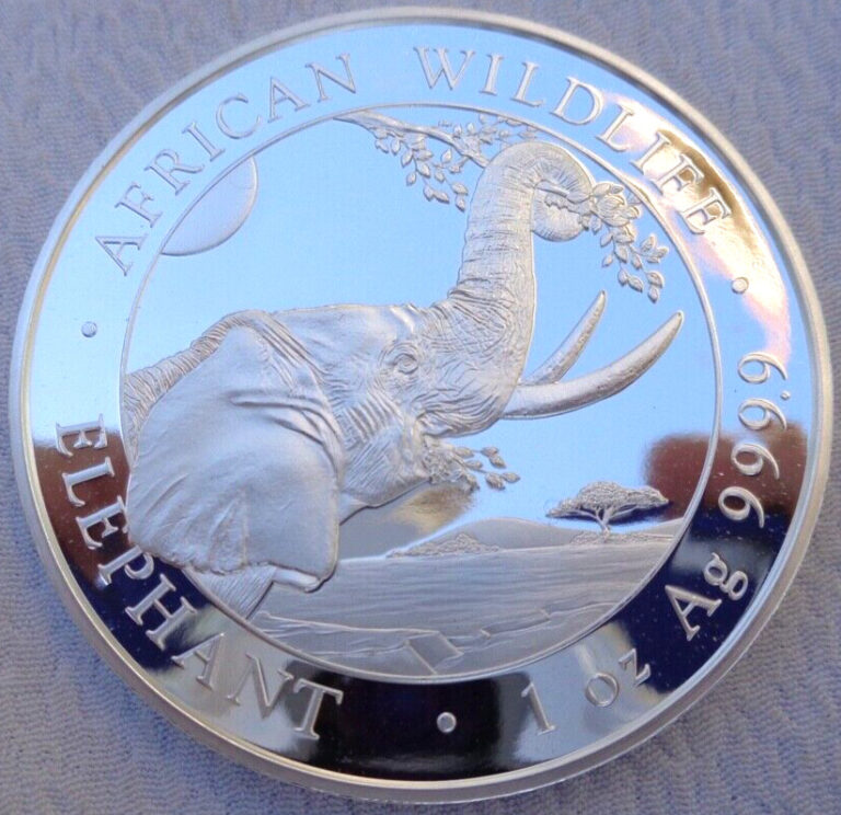 Read more about the article 2023 Somalia ELEPHANT African Wildlife BU coin .9999 ultra fine silver