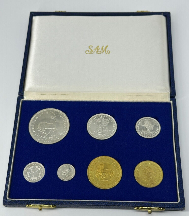 Read more about the article Coins of South Africa 1964 South Africa 7 pc Silver and Brass Proof Set w/ Box