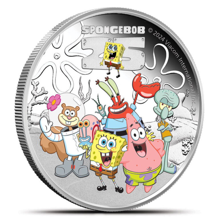 Read more about the article 2024 1 oz Proof Colorized Tuvalu Silver Spongebob Squarepants and Friends Coin