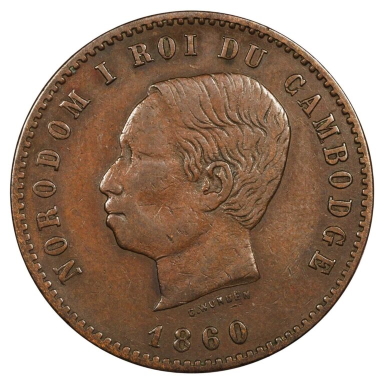 Read more about the article Cambodia – 10 centimes 1860 – Norodom I – bronze – X.M3 Kahnt/Schön.7 Coin