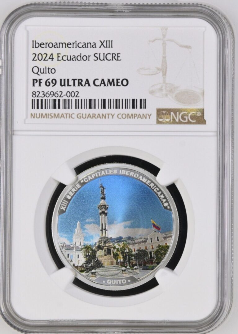 Read more about the article 2024 Ecuador SUCRE Quito Series Iberoamericana XIII Capitals PF 69 Ultra Cameo