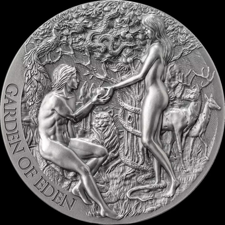 Read more about the article 2023 2oz Cameroon Bible Stories Garden of Eden .999 Silver Coin