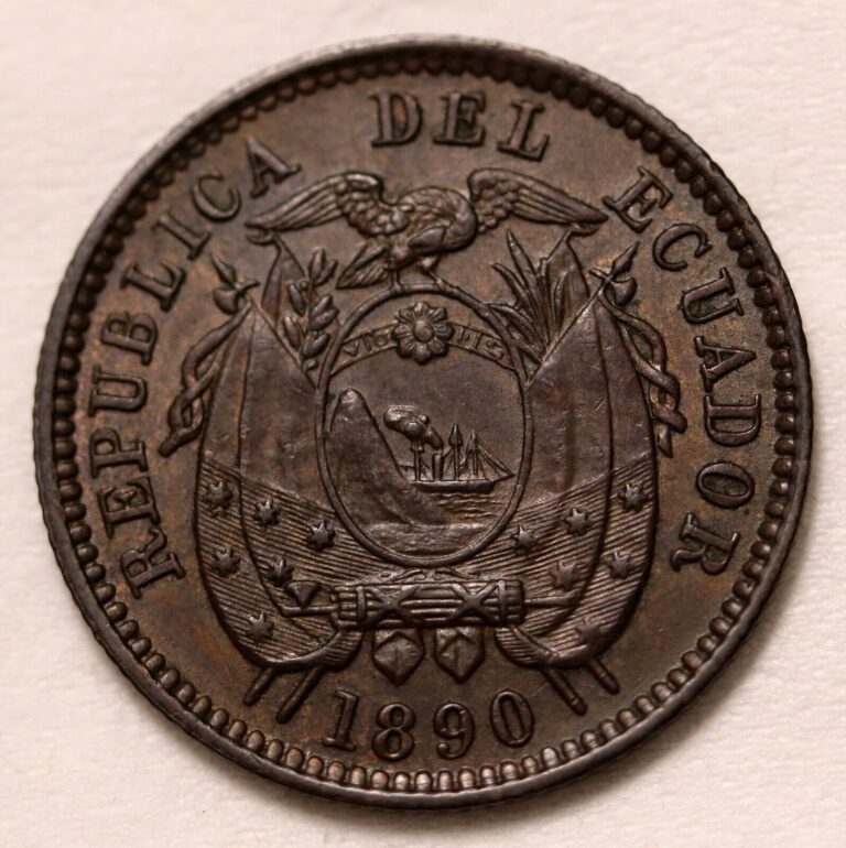 Read more about the article Ecuador 1/2 Centavo (Half) 1890 AU Coin KM# 54