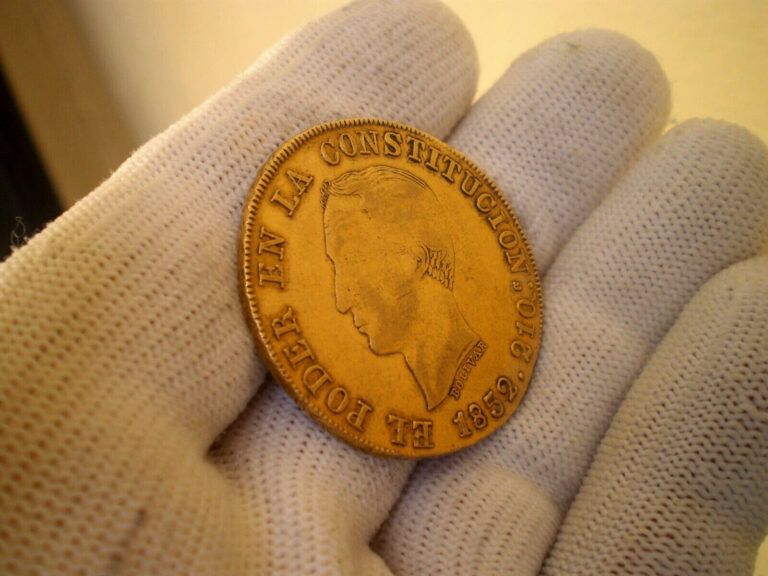 Read more about the article 1852 ECUADOR 8 ESCUDOS SPANISH DOLLAR COLONIAL ERA 8E GOLD COIN RARE