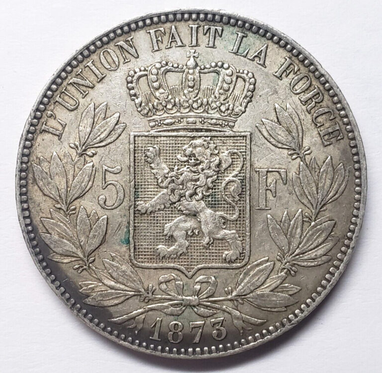 Read more about the article BELGIUM Leopold II – 5 Francs 1873 – Km-24 – .900 Silver Coin IH652