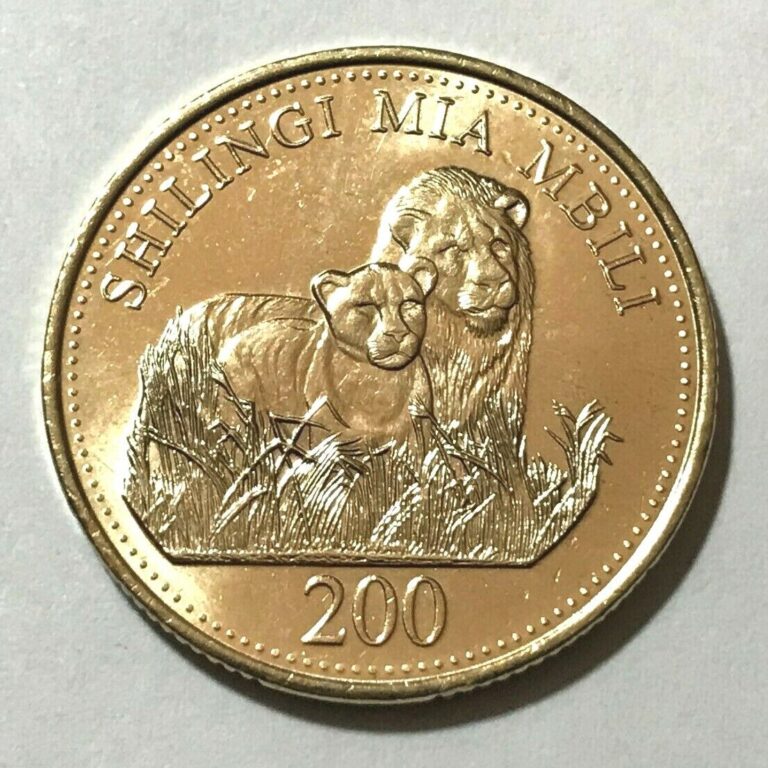 Read more about the article 2014 Tanzania Coin 200 shillings Lion with Cub Cat Kitten Animal Wildlife Africa