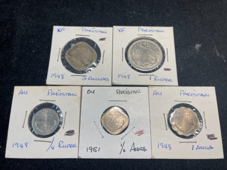 Read more about the article Early Pakistan 5 Coins lot Great Condition High Value