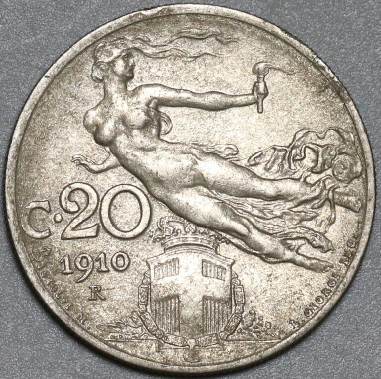 Read more about the article 1910 Italy 20 Centesimi XF Flying Woman Coin (24121903R)