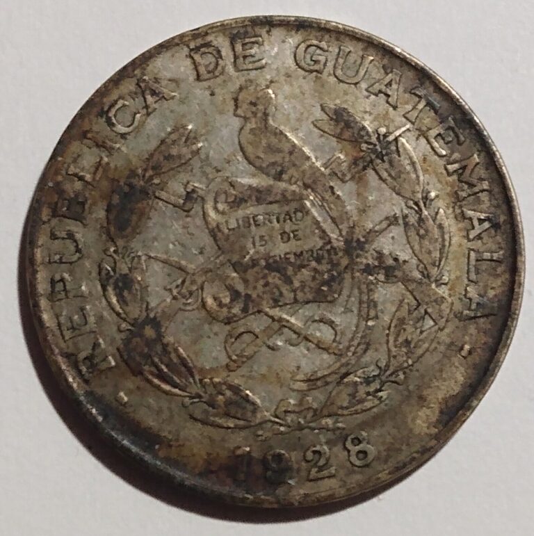 Read more about the article 1928 GUATEMALA 25 CENTAVOS .720 SILVER COIN