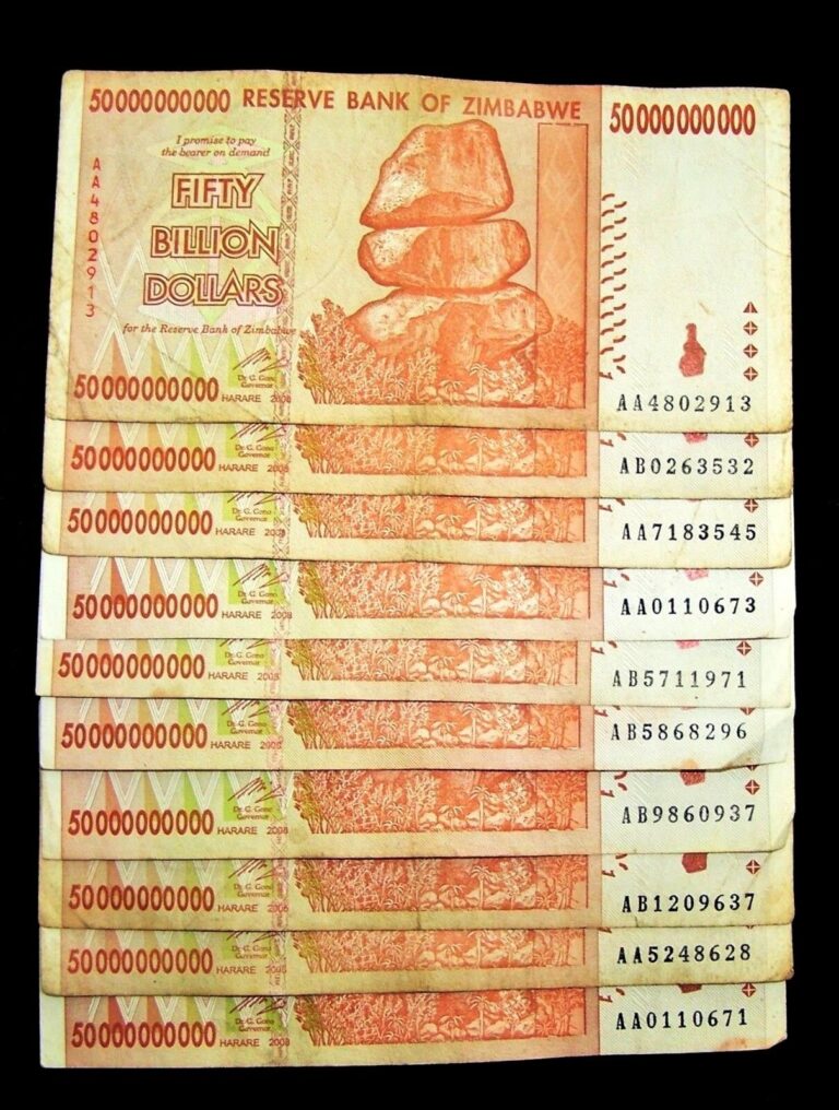 Read more about the article 10 x Zimbabwe 50 Billion Dollar banknotes-authentic money currency-2008/AA or AB