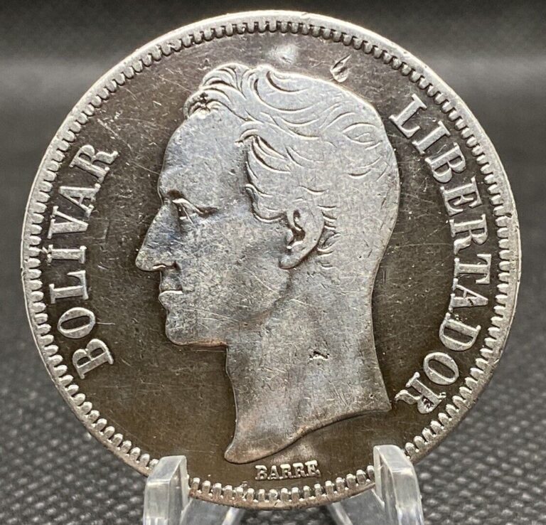 Read more about the article Venezuela 5 Bolivares 1936 VF World Silver Coin Large Crown Size VEN001