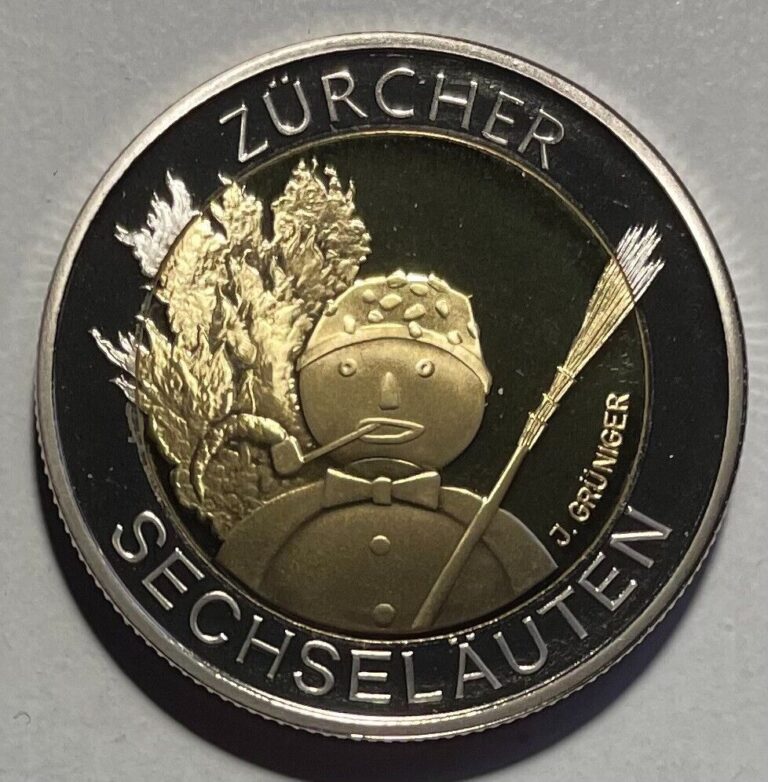 Read more about the article Switzerland 5 Francs 2001 – Sechseläuten –  Böögg Snowman – Proof