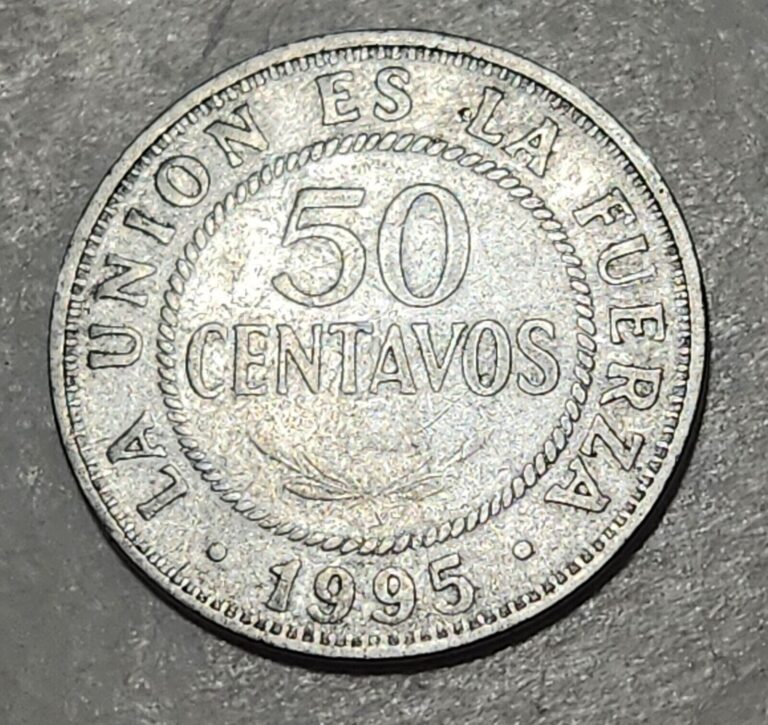 Read more about the article BOLIVIA 🇧🇴 FIFTY (50) CENTAVOS COIN 1995