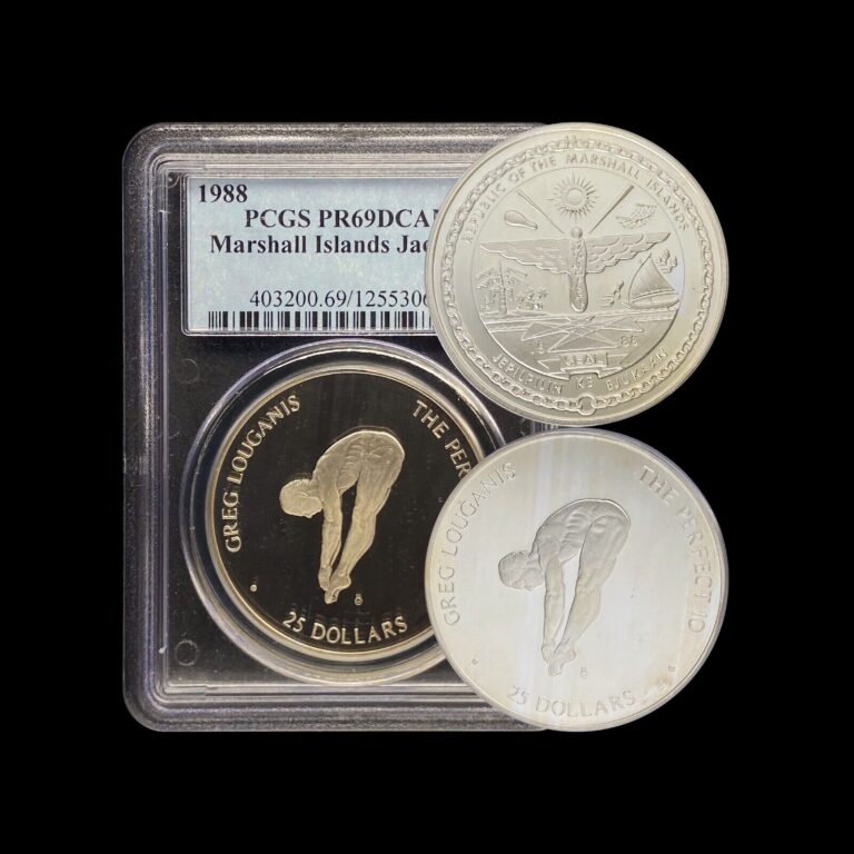 Read more about the article MARSHALL ISLANDS. 1988  25 Dollars  Silver – PCGS PR69 – Top Pop 🥇 Jackknife