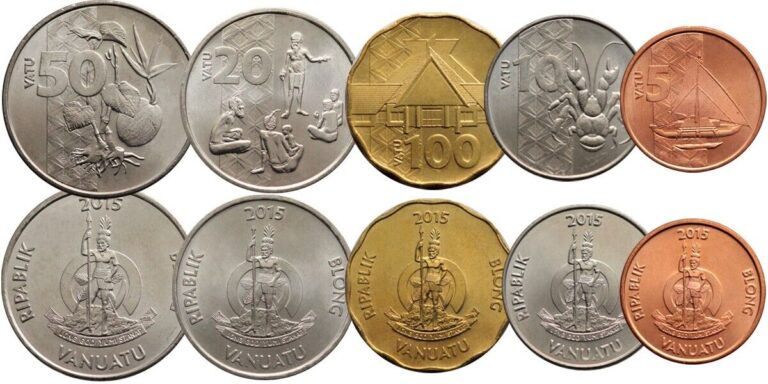 Read more about the article VANUATU 5 COINS SET 5 – 10 – 20 – 50 – 100 VATU 2015 UNC