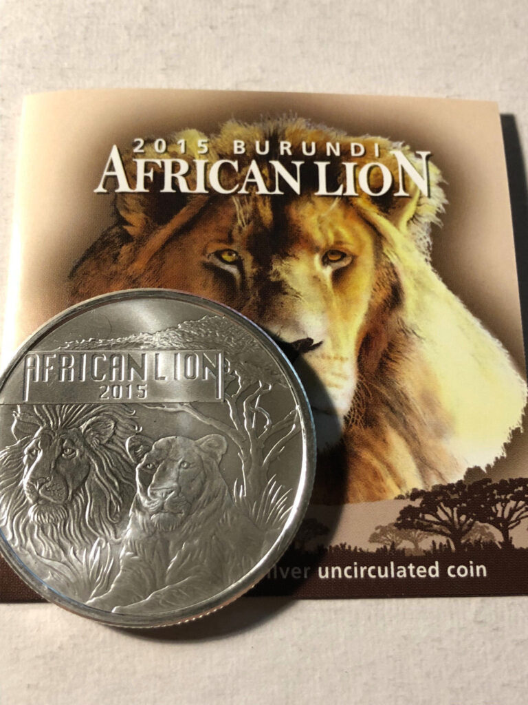 Read more about the article 2015 Burundi 1 oz .999 Silver African Lion 5000 Francs BU Coin Low 50K Mintage