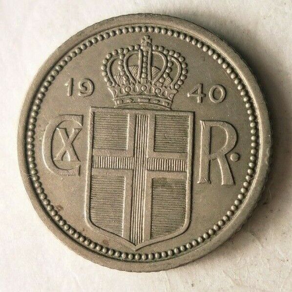 Read more about the article 1940 ICELAND 25 AURAR – Excellent Coin – FREE SHIPPING – Iceland Bin A