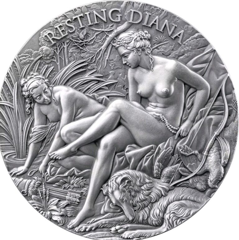 Read more about the article 2025 Cameroon Celestial Beauty Resting Diana 2 oz Silver High Relief Coin