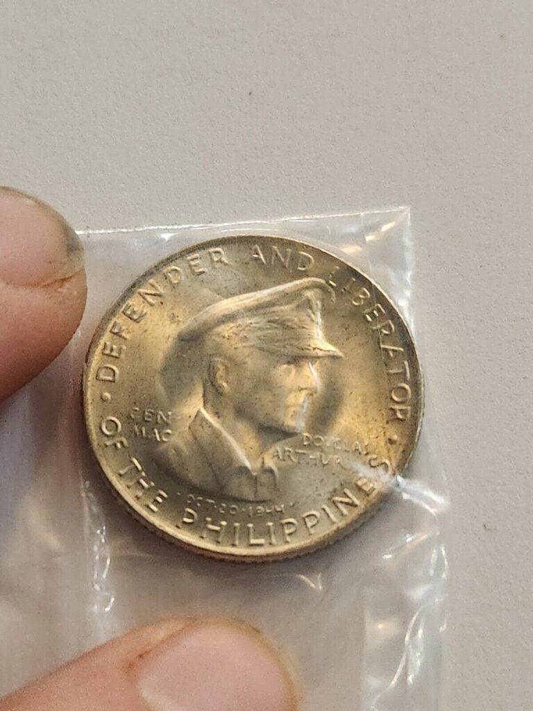 Read more about the article 1947 PHILIPPINES  General DOUGLAS MACARTHUR  Silver Coin. Defender And Liberator