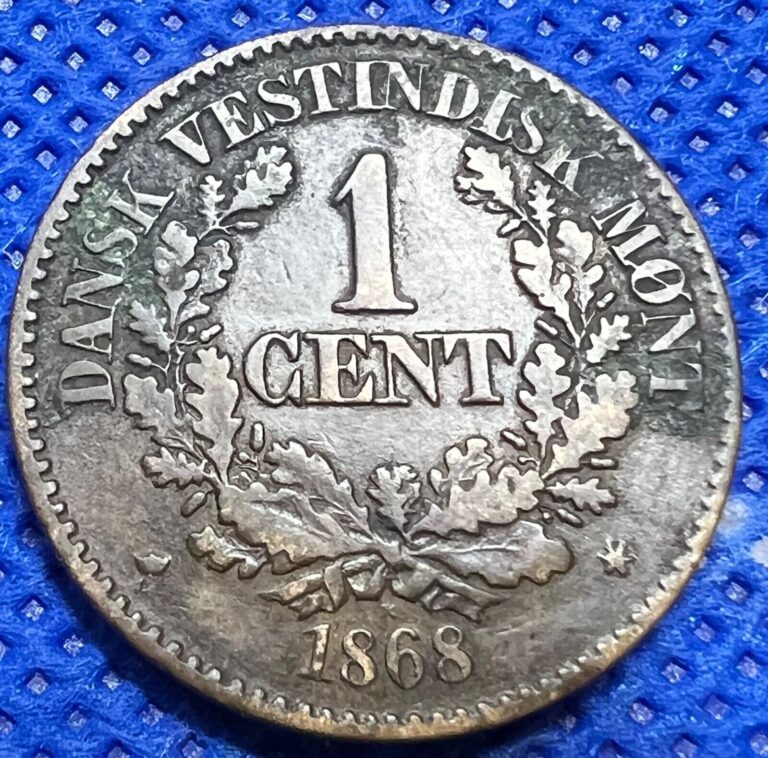 Read more about the article Danish West Indies 1 Cent 1868 Good Coin Good Condition But Dirty #1138