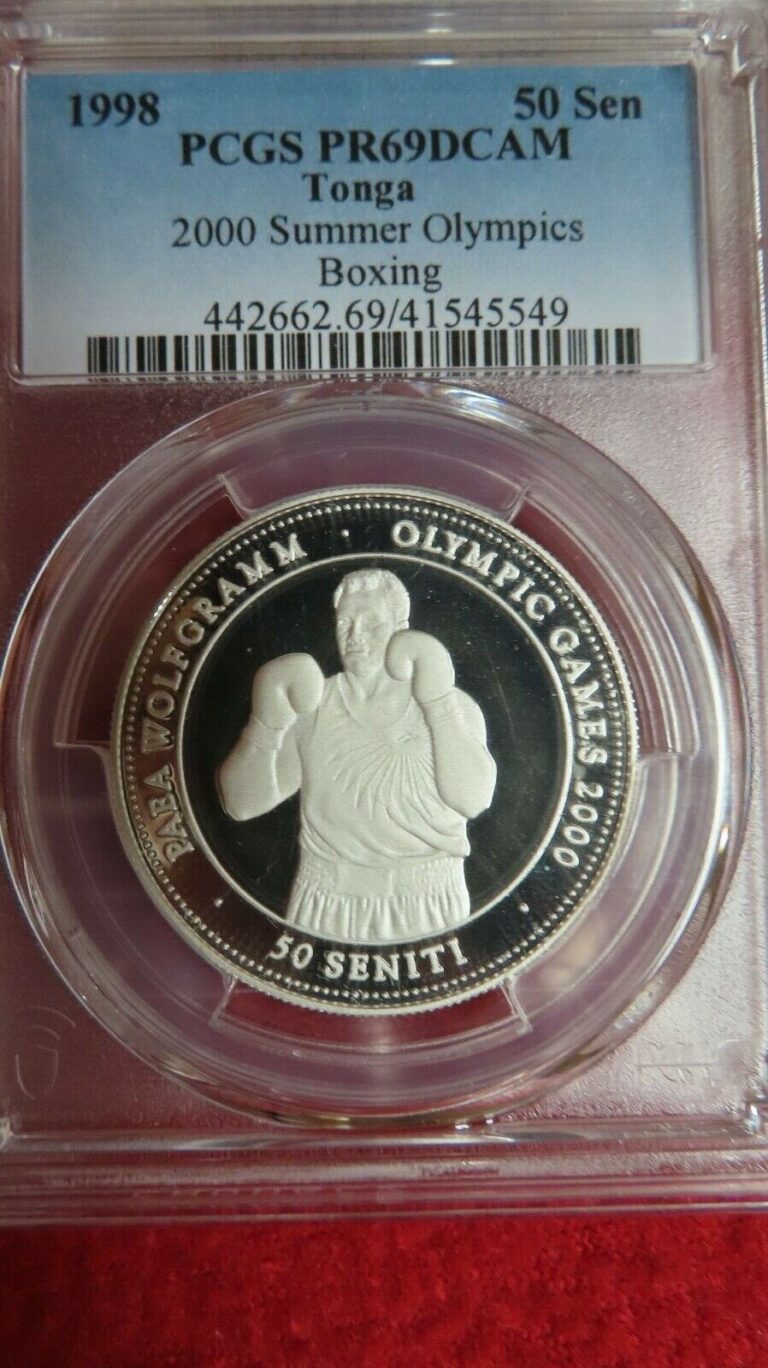 Read more about the article Tonga 1998 Silver 50 Sen 2000 Olympic Boxing PCGS PR69DCAM  Tāufaʻahau Tupou IV