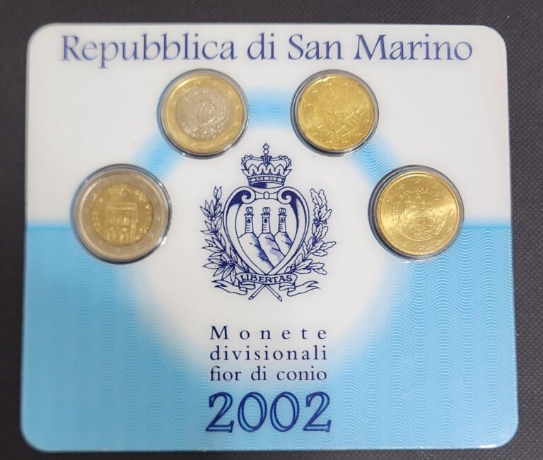 Read more about the article EUROPEAN UNION (SAN MARINO) 🇪🇺/🇸🇲 EURO COIN SET 2002 (2€  1€  0 50€ and 0 20€)