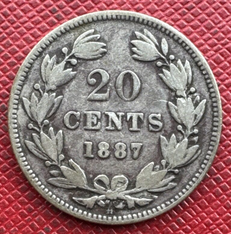 Read more about the article Nicaragua 1887-H SILVER 20 Centavos. Nice Eye Appeal. KM# 7