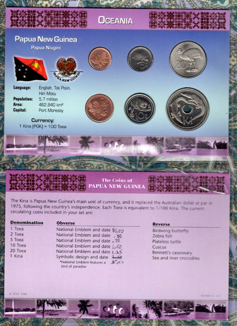 Read more about the article Littleton World Coin Set Papua New Guinea 2004-2006 1 2 Toea  Kina 2004