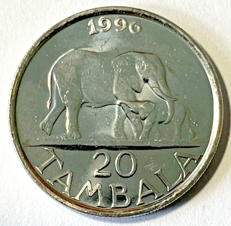 Read more about the article 1996 Malawi 20 tambala Coin Elephant Cow with Baby Calf Animal Africa Wildlife