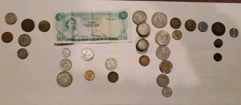 Read more about the article Old Foreign World Coin Lot With Silver See Pics 46 Coins 1 Bill