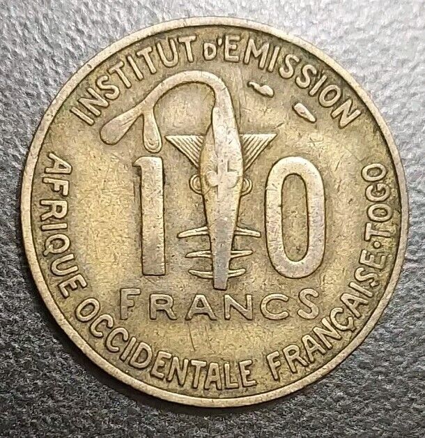 Read more about the article 1957 French West Africa Togo 10 Francs Vintage Coin KM 8 Gazelle