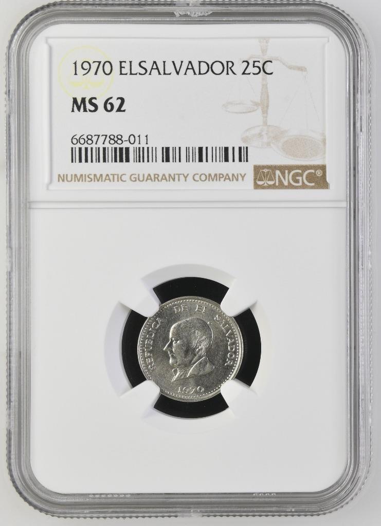 Read more about the article El Salvador 25 Centavos 1970 NGC MS 62